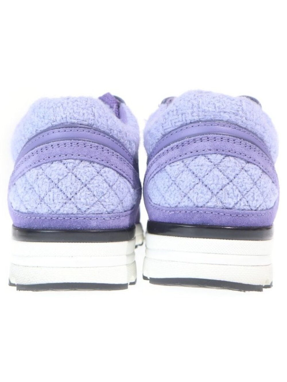 Chanel CC Logo Wool Tweed Low Cut Sneakers Purple - Picture 3 of 6